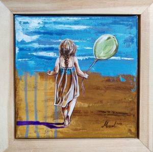 sahilde balonlu kız